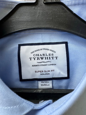 Charles Tyrwhitt® XS | Blue | Chest: 18" | Collat 14" Shirt | Cotton | 3898 - Genuine Maal
