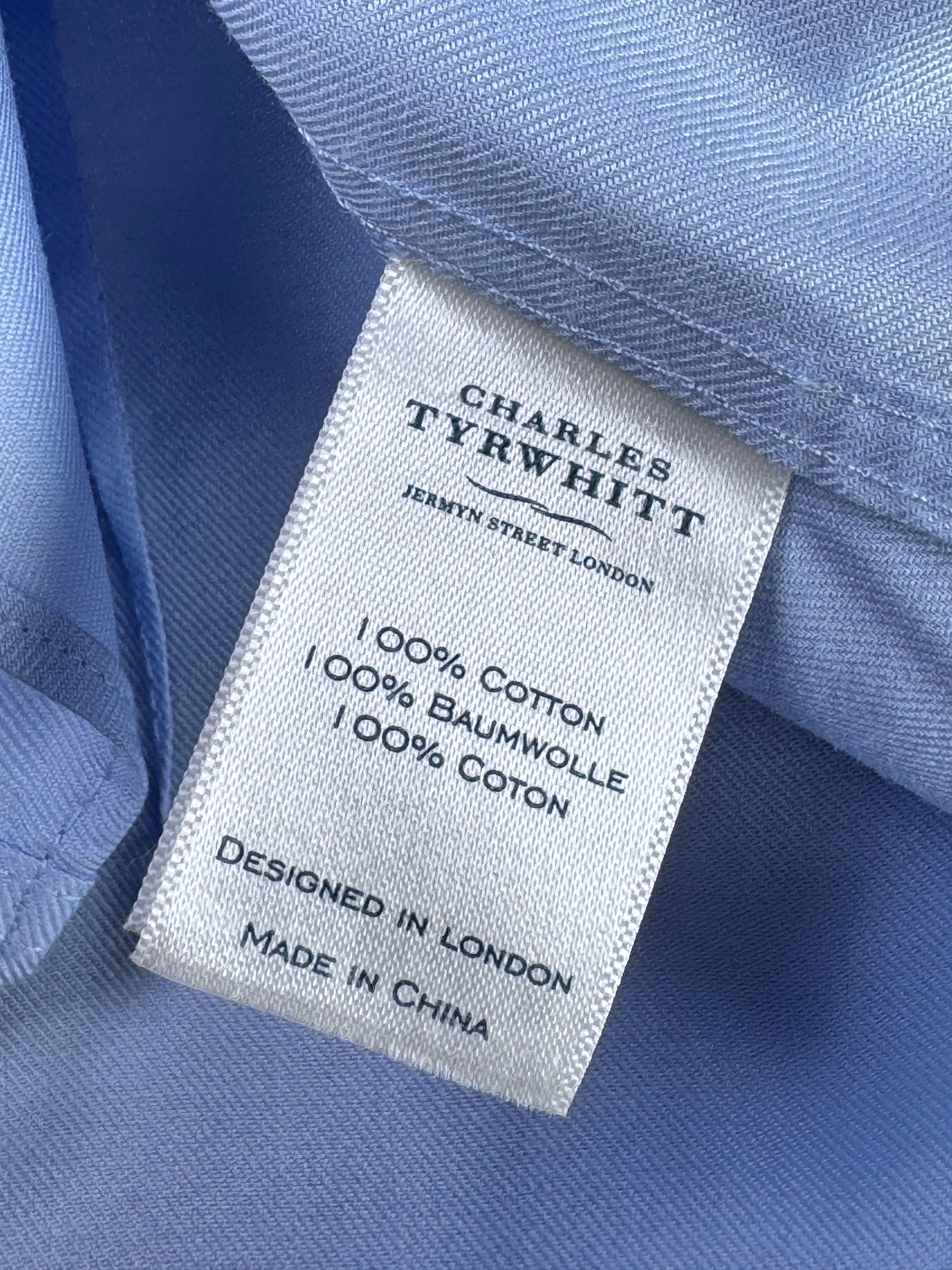 Charles Tyrwhitt® XS | Blue | Chest: 18" | Collat 14" Shirt | Cotton | 3898 - Genuine Maal