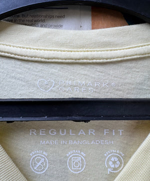Primark® XS | Light Yellow | Chest: 18.5" | T-Shirt | Cotton | 3899 - Genuine Maal
