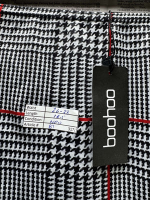 Boohoo® Waist: 26" to 28" | Houndstooth Plaid | Mini Skirt | B7 - 3171 - Genuine Maal