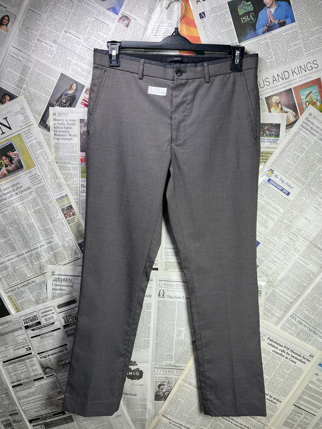 B&W® Waist: 32" | Dark Brown | Formal Pant | Poly - Viscose - Elastane | 2314 - Genuine Maal