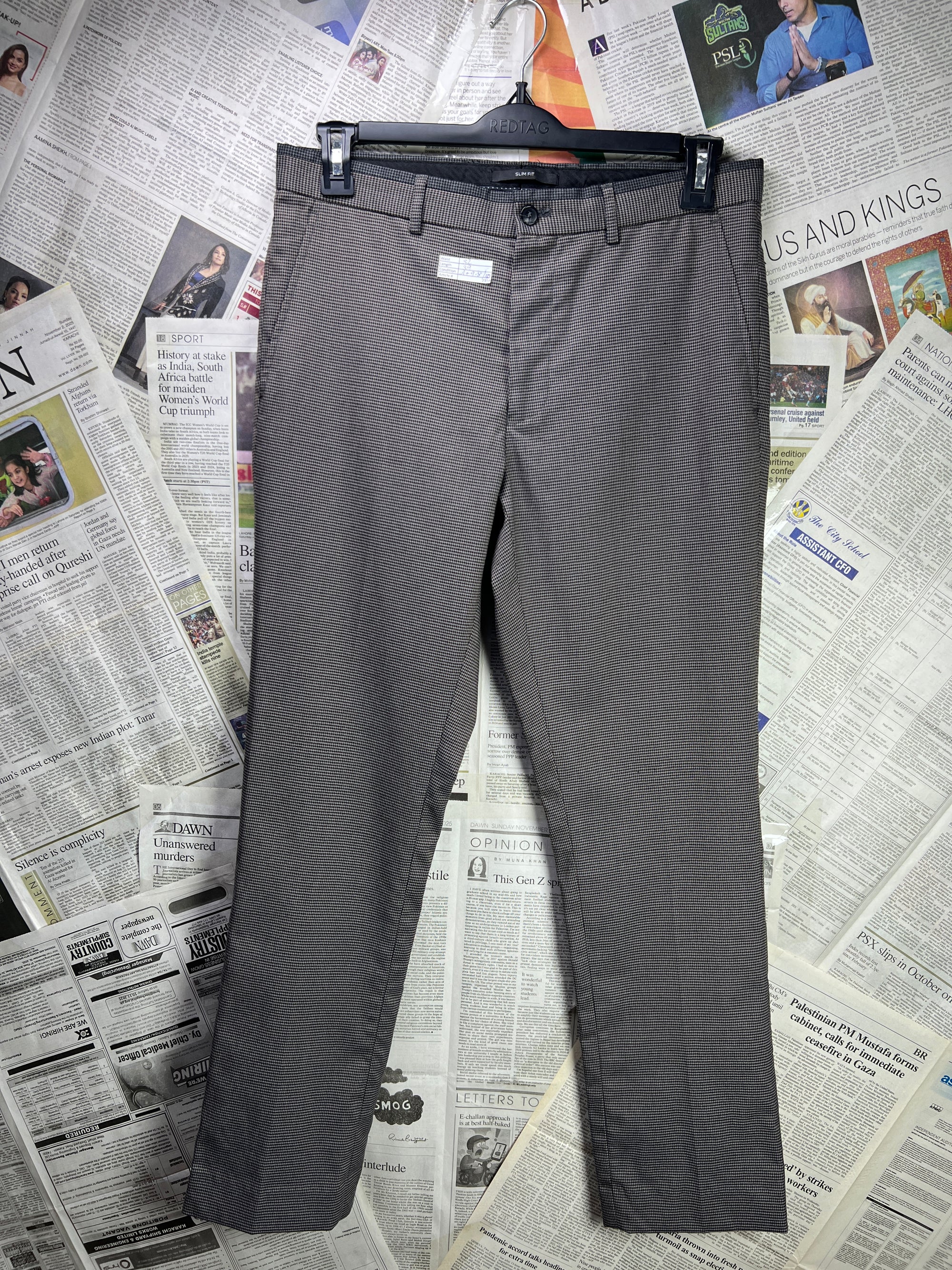 B&W® Waist: 32" | Dark Brown | Formal Pant | Poly - Viscose - Elastane | 2314 - Genuine Maal