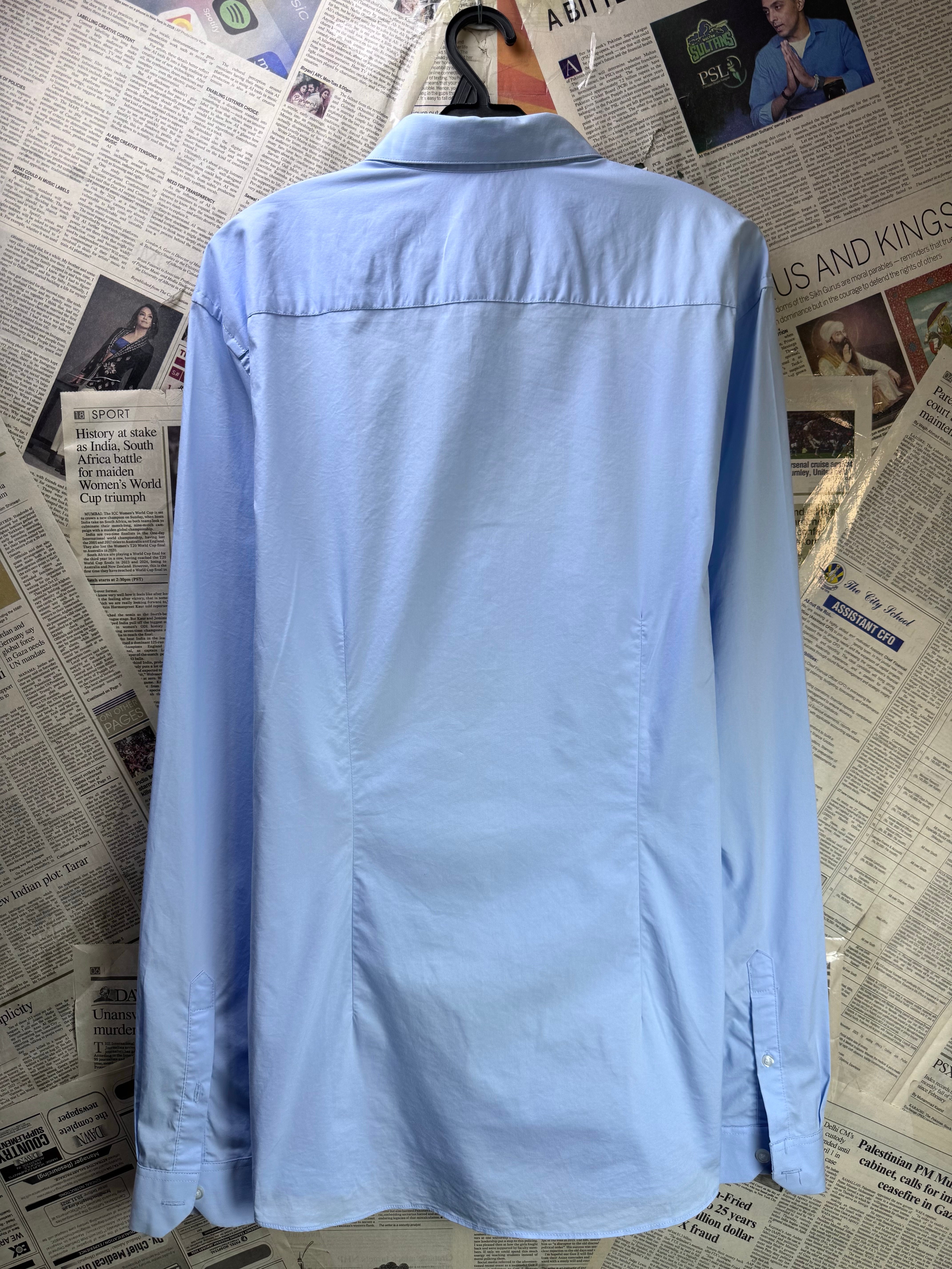 Topman® Medium | Chest: 22" | Blue | Shirt | Cotton - Poly - Elastane | 4230 - Genuine Maal