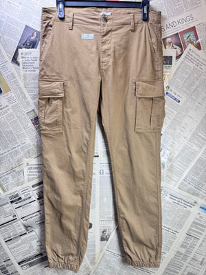 GEMO® Waist: 36" | Khaki | Denim Cargo Trousers | Cotton - Elastane | 1458 - Genuine Maal