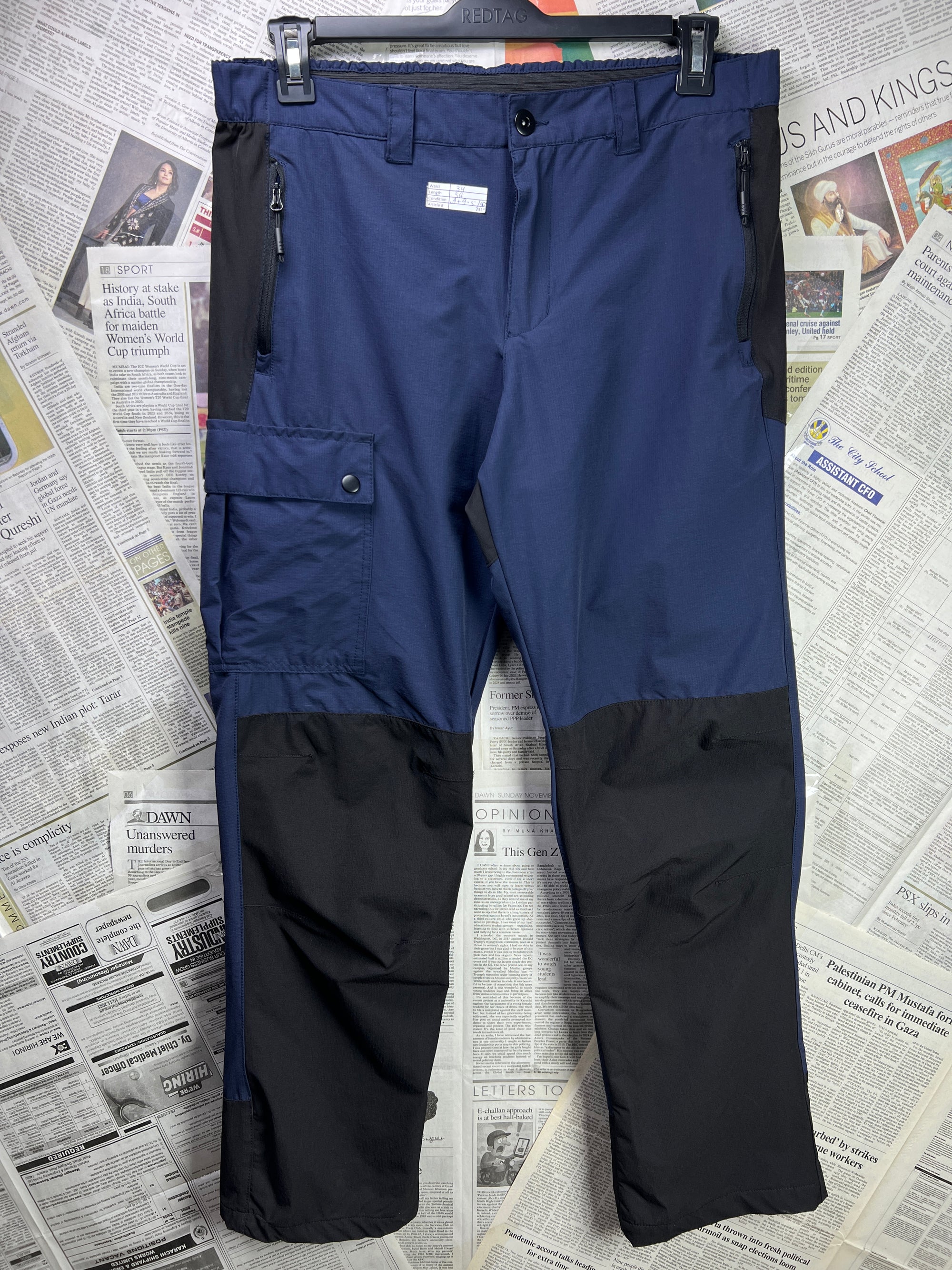 Crivit® Waist: 34" | Blue & Black | Cargo Trouser | Poly - Elastane | 2318 - Genuine Maal