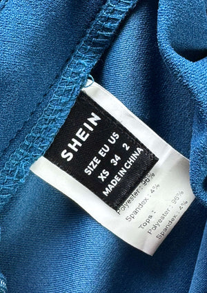 Shein® XS | Bust: 12" | Teal | Midi Dress | B7 - 5235 - Genuine Maal
