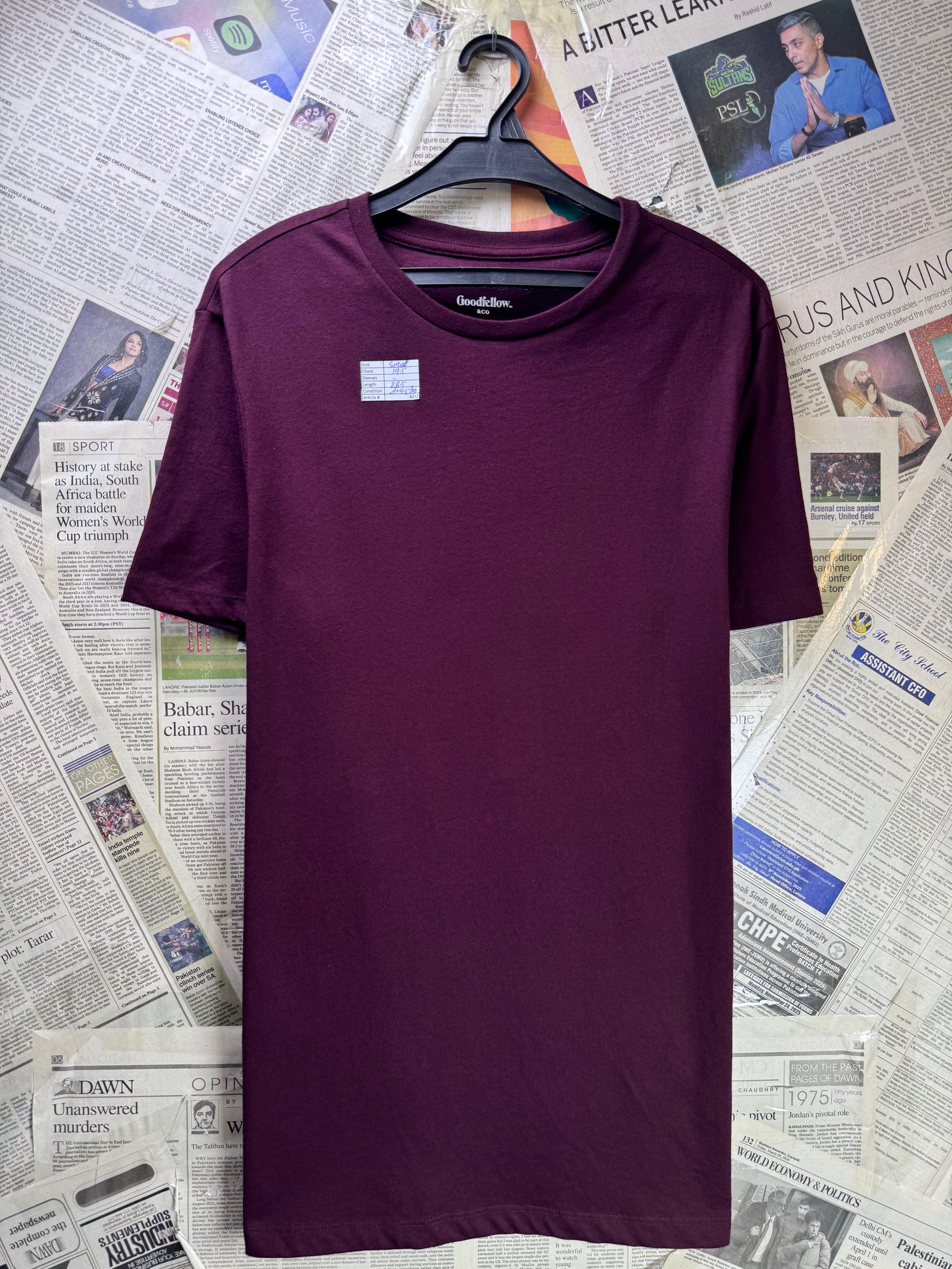 Goodfellow® Small | Chest: 19.5" | Maroon | T-Shirt | Cotton - Poly | 4232 - Genuine Maal