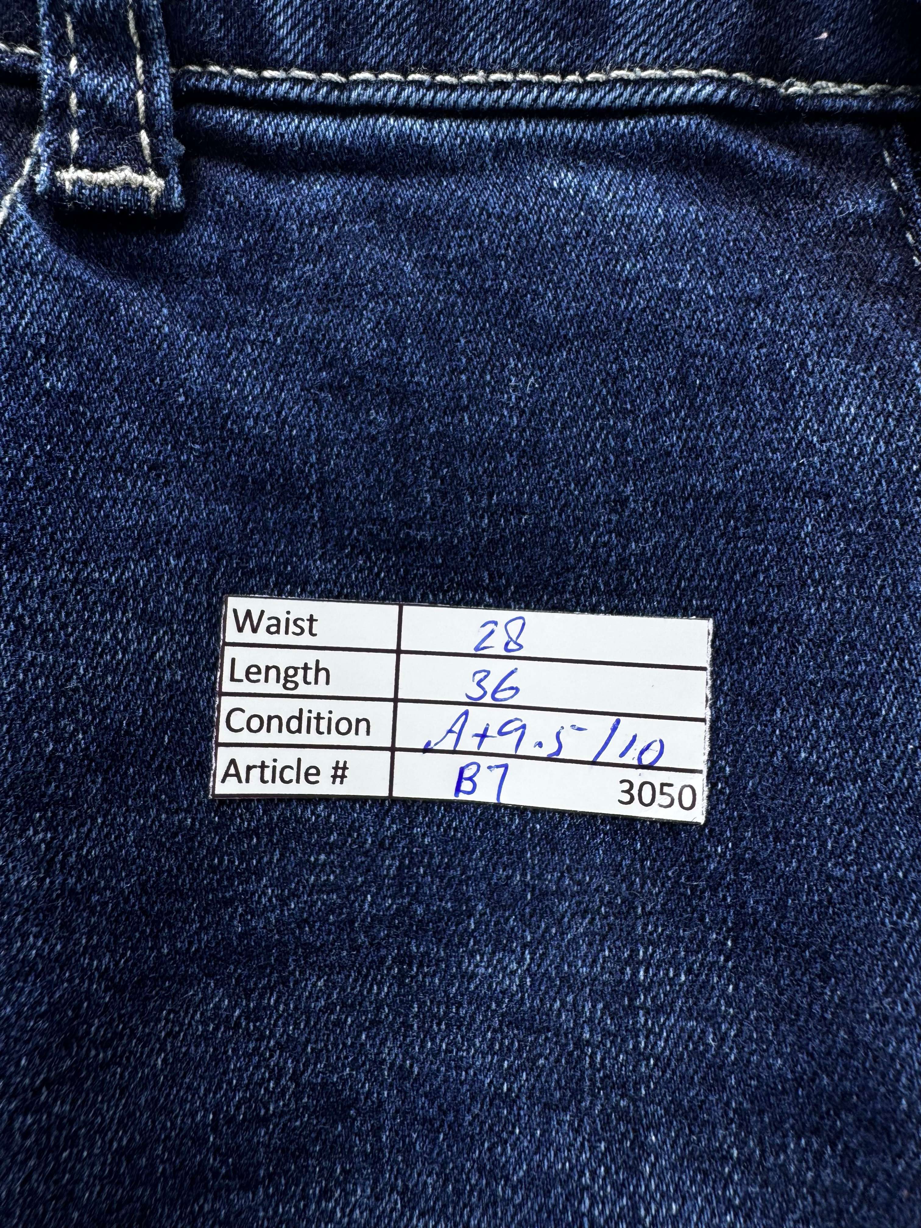 Mulaya® Waist: 28" | Embroidered Floral Blue | Denim Pants | B7 - 3050 - Genuine Maal