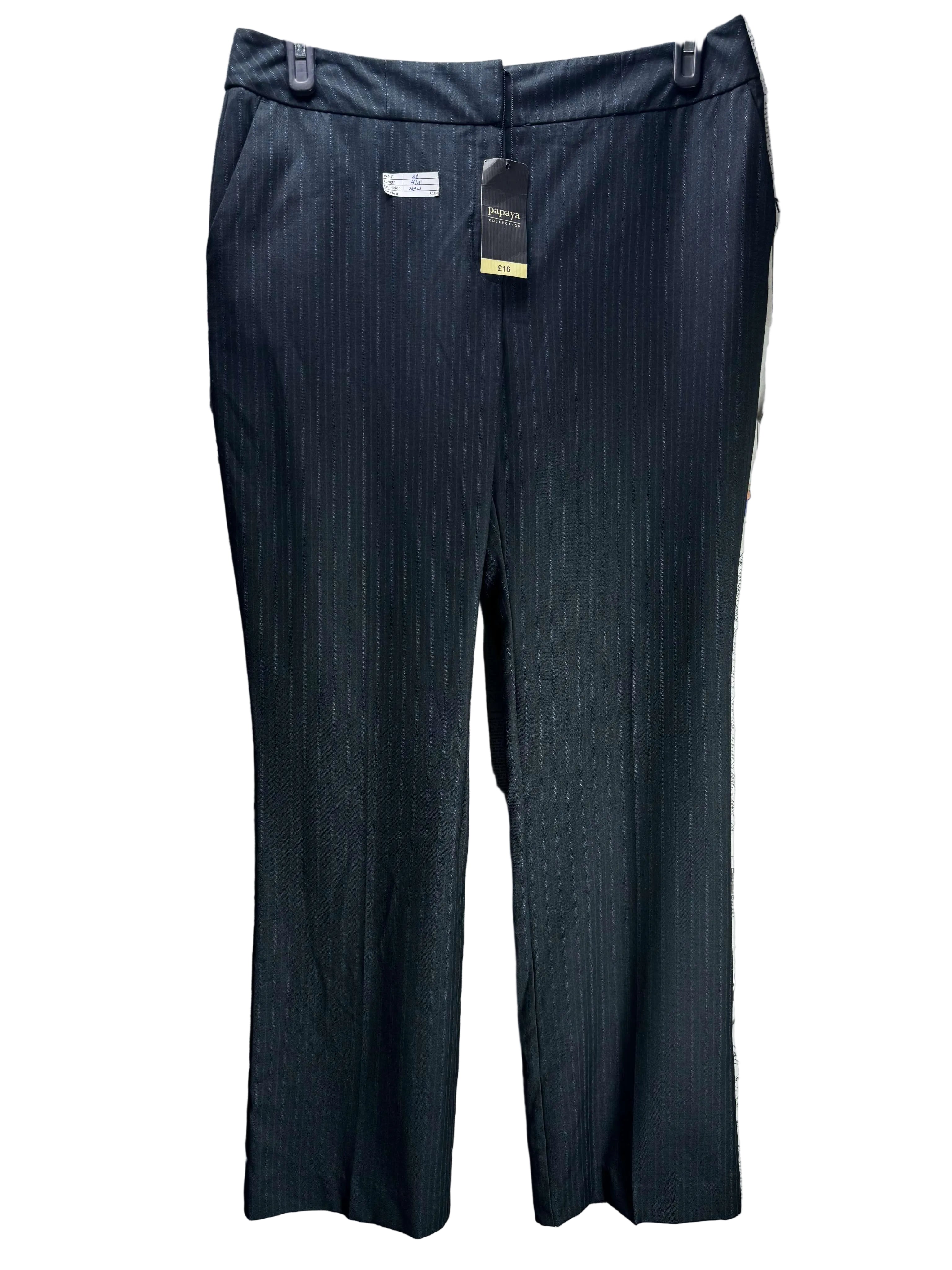 Papaya® Waist: 32" | Pinstripe Charcoal Black | Dress Pants | B7 - 3164 - Genuine Maal