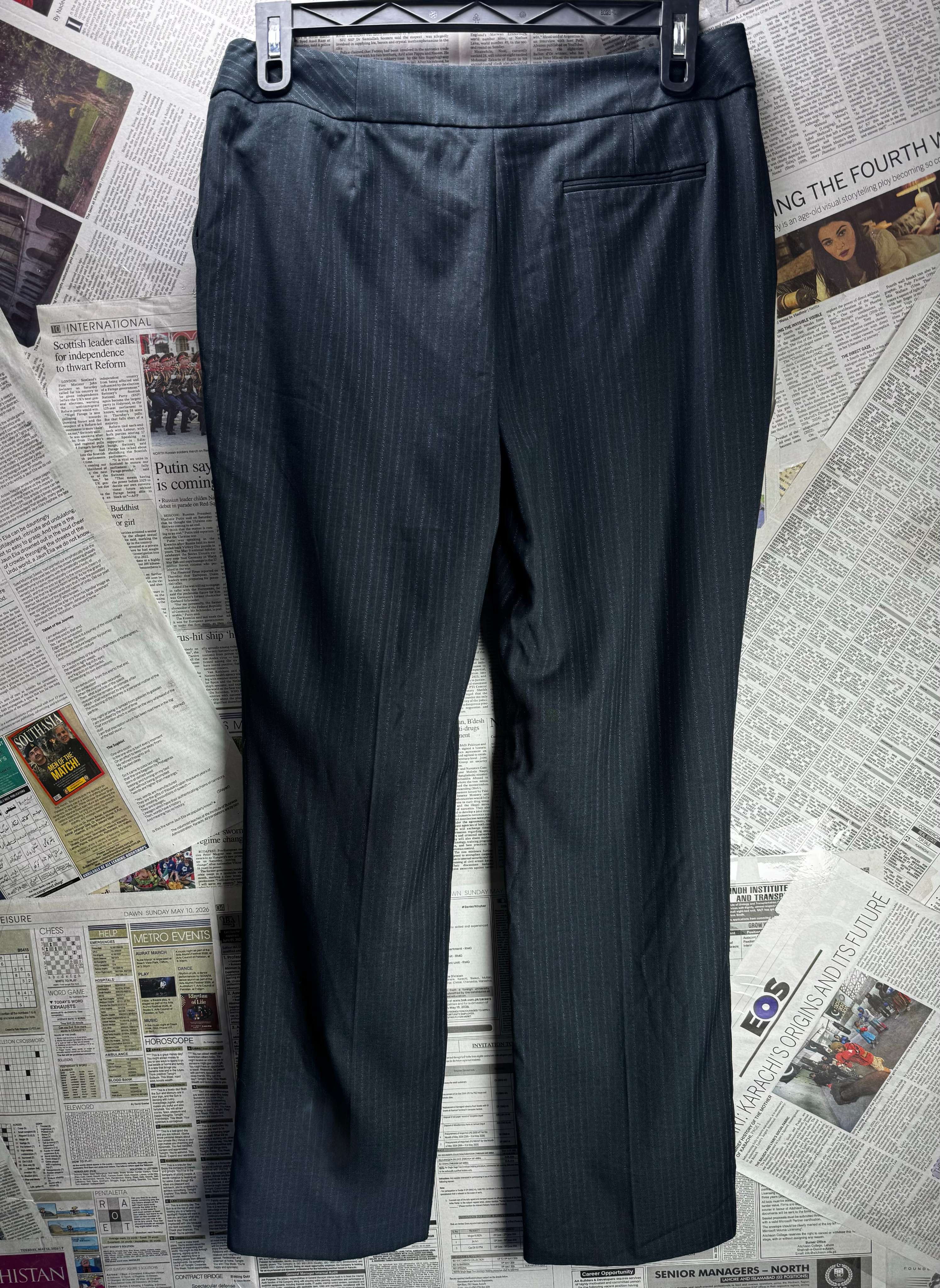 Papaya® Waist: 32" | Pinstripe Charcoal Black | Dress Pants | B7 - 3164 - Genuine Maal
